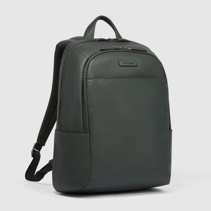 Piquadro Zaino verde in pelle porta pc 14" Modus