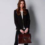 Piquadro Borsa da dottore mogano in pelle Blue Square