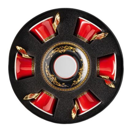 Versace set di 6 tazze the con piattini medusa rosso