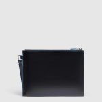 Piquadro Pochette uomo nera in pelle porta iPadni Blue Square