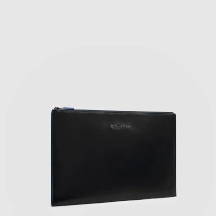 Piquadro Pochette uomo nera in pelle porta iPado 12,9" Blue Square