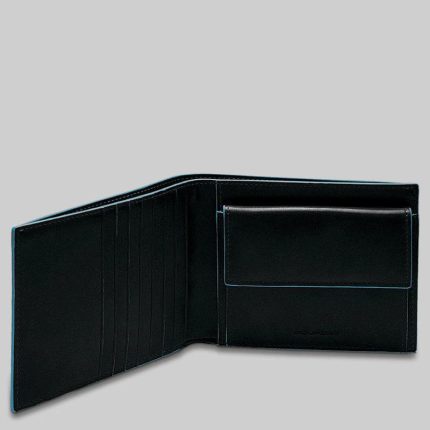 Piquadro Portafogli uomo nero in pelle con porta documenti Blue Square
