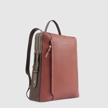 Piquadro Zaino donna arancio marrone in pelle porta pc 15,6 Circle
