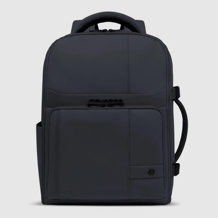 Piquadro Zaino da viaggio blu in tessuto gommato impermeabile per laptop da 15,6"
