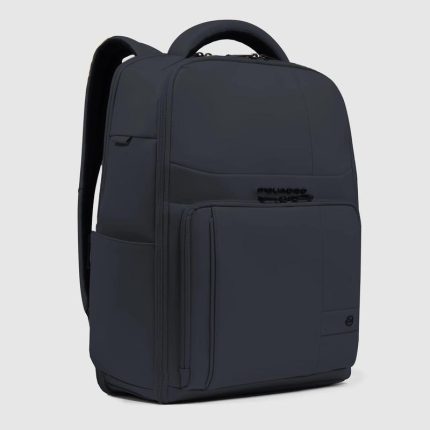 Piquadro Zaino da viaggio blu in tessuto gommato impermeabile per laptop da 15,6"