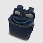 Piquadro Zaino da viaggio blu in pelle porta pc 15,6