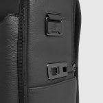 Piquadro Zaino da viaggio nero in pelle con blocco di sicurezza delle impronte digitali Modus