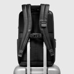 Piquadro Zaino da viaggio nero in pelle con blocco di sicurezza delle impronte digitali Modus