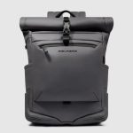 Piquadro Zaino roll-top grigio in tessuto gommato resistente all'acqua porta pc 15,6" Corner 2.0