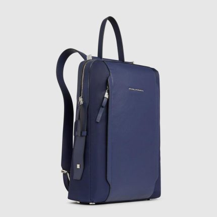 Piquadro Zaino donna blu in tessuto e pelle porta pc 14" Lyra