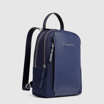 Piquadro Zaino donna blu in tessuto e pelle porta iPado 12'' Lyra