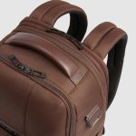 Piquadro Zaino da viaggio marrone in tessuto e pelle porta pc 14