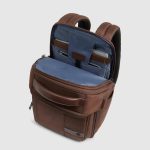 Piquadro Zaino da viaggio marrone in tessuto e pelle porta pc 14