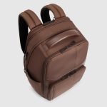 Piquadro Zaino da viaggio marrone in tessuto e pelle porta pc 14