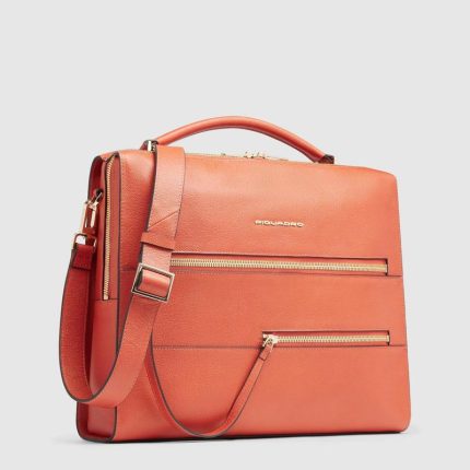 Piquadro Borsa da ufficio donna arancio in pelle porta pc 14"