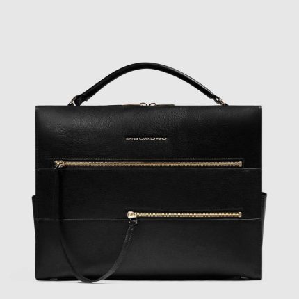 Piquadro Borsa da ufficio donna nera in pelle porta pc 14"