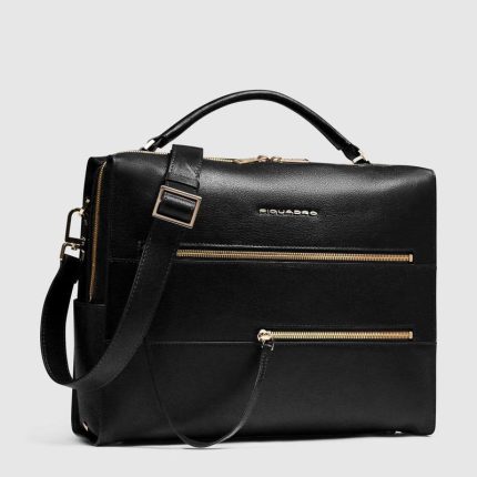 Piquadro Borsa da ufficio donna nera in pelle porta pc 14"
