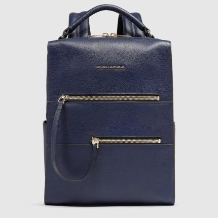 Piquadro Zaino donna blu in pelle porta pc 14"