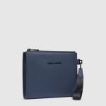 Piquadro Pochette blu in tessuto gommato resistente all'acqua Corner 2.0