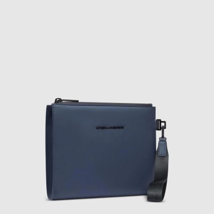 Piquadro Pochette blu in tessuto gommato resistente all'acqua Corner 2.0