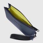 Piquadro Pochette blu in tessuto gommato resistente all'acqua Corner 2.0