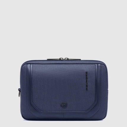Piquadro Pochette uomo blu in pelle e tessuto riciclato Lyss