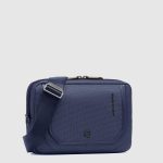 Piquadro Pochette uomo blu in pelle e tessuto riciclato Lyss