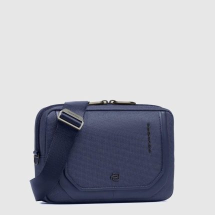 Piquadro Pochette uomo blu in pelle e tessuto riciclato Lyss
