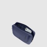 Piquadro Pochette uomo blu in pelle e tessuto riciclato Lyss