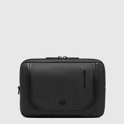 Piquadro Pochette uomo nero in pelle e tessuto riciclato Lyss