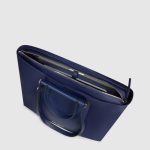 Piquadro Shopping bag blu in tessuto e pelle porta pc 15,6" pieghevole Lyra