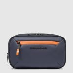 Piquadro Beauty case blu in tessuto gommato resistente allcqua Corner 2.0