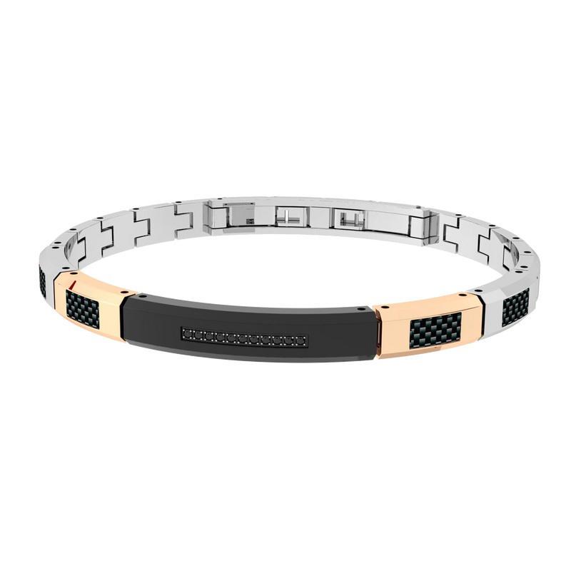 Rossoamante bracciale in acciaio e fibra di carbonio Rossoamante bracciale in acciaio e fibra di carbonio