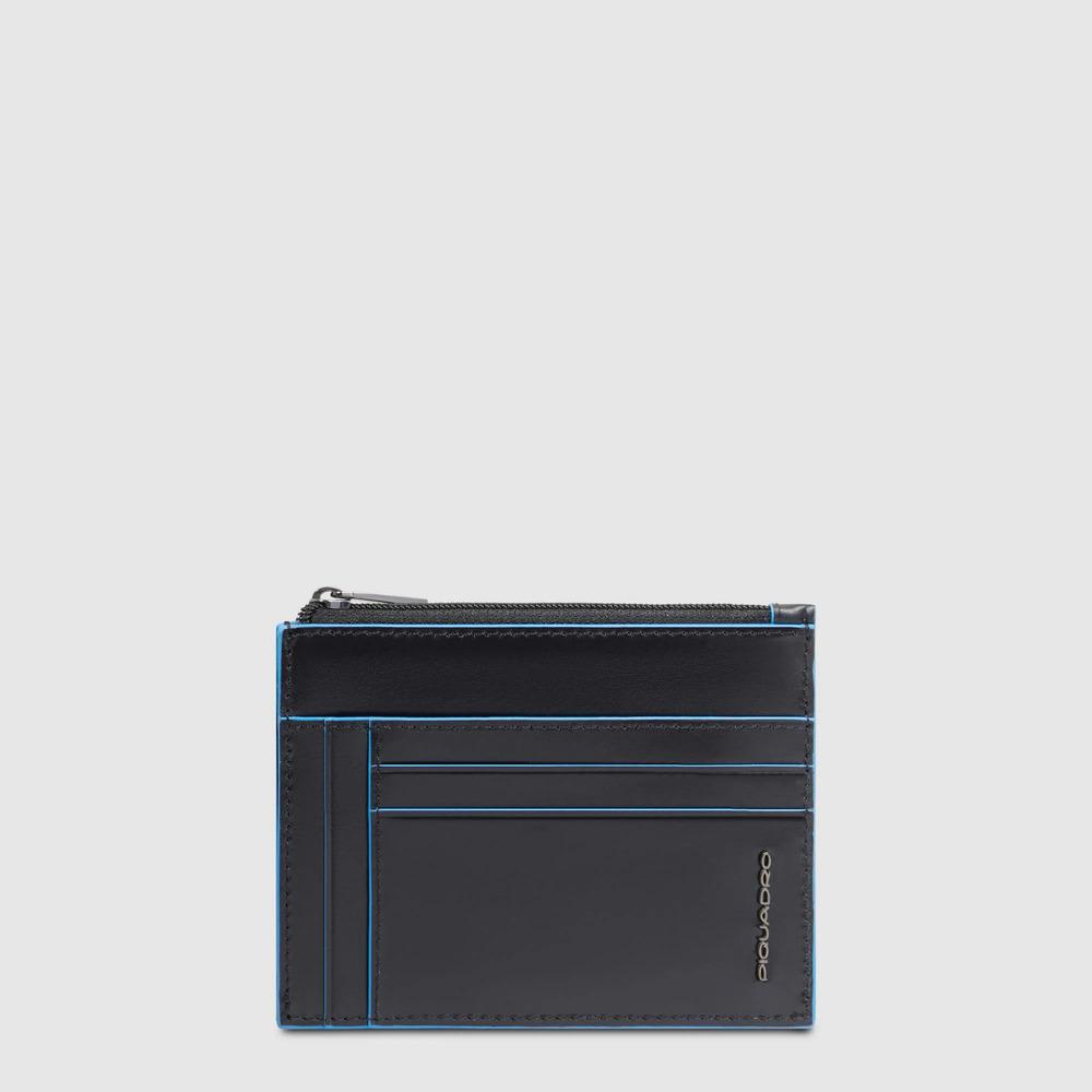 Piquadro Portacarte nero in pelle con portamonete Blue Square Piquadro Portacarte nero in pelle con portamonete Blue Square