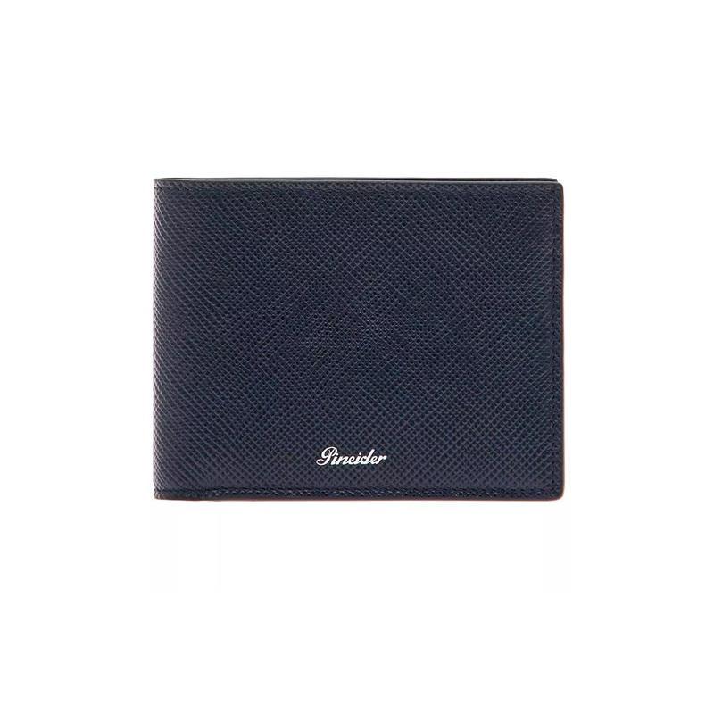 Pineider Portafoglio 8 carte blu in pelle Collezione Essenziale Pineider Portafoglio 8 carte blu in pelle Collezione Essenziale