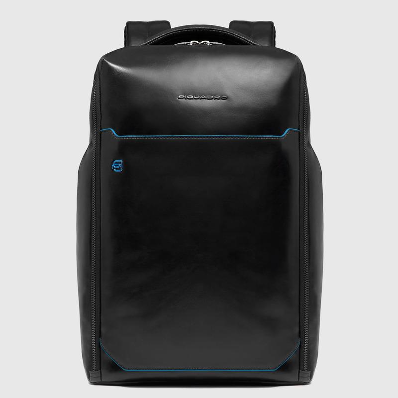 Piquadro Zaino nero in pelle porta pc 15,6" personalizzabile Blue Square Piquadro Zaino nero in pelle porta pc 15,6" personalizzabile Blue Square