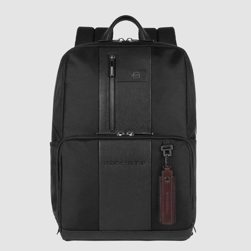Piquadro Zainetto nero in tessuto riciclato e pelle porta pc 14" Brief Piquadro Zainetto nero in tessuto riciclato e pelle porta pc 14" Brief