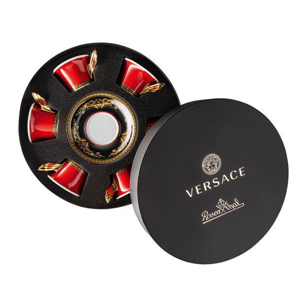 Versace set di 6 tazze the con piattini medusa rosso Versace set di 6 tazze the con piattini medusa rosso