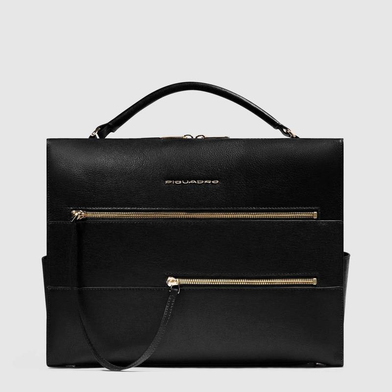 Piquadro Borsa da ufficio donna nera in pelle porta pc 14" Piquadro Borsa da ufficio donna nera in pelle porta pc 14"